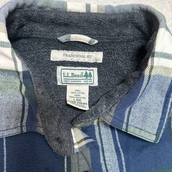 L.L. Bean Men's Sherpa-Lined Scotch Plaid Shirt Jacket Large L $100 Supersoft - Picture 5 of 7